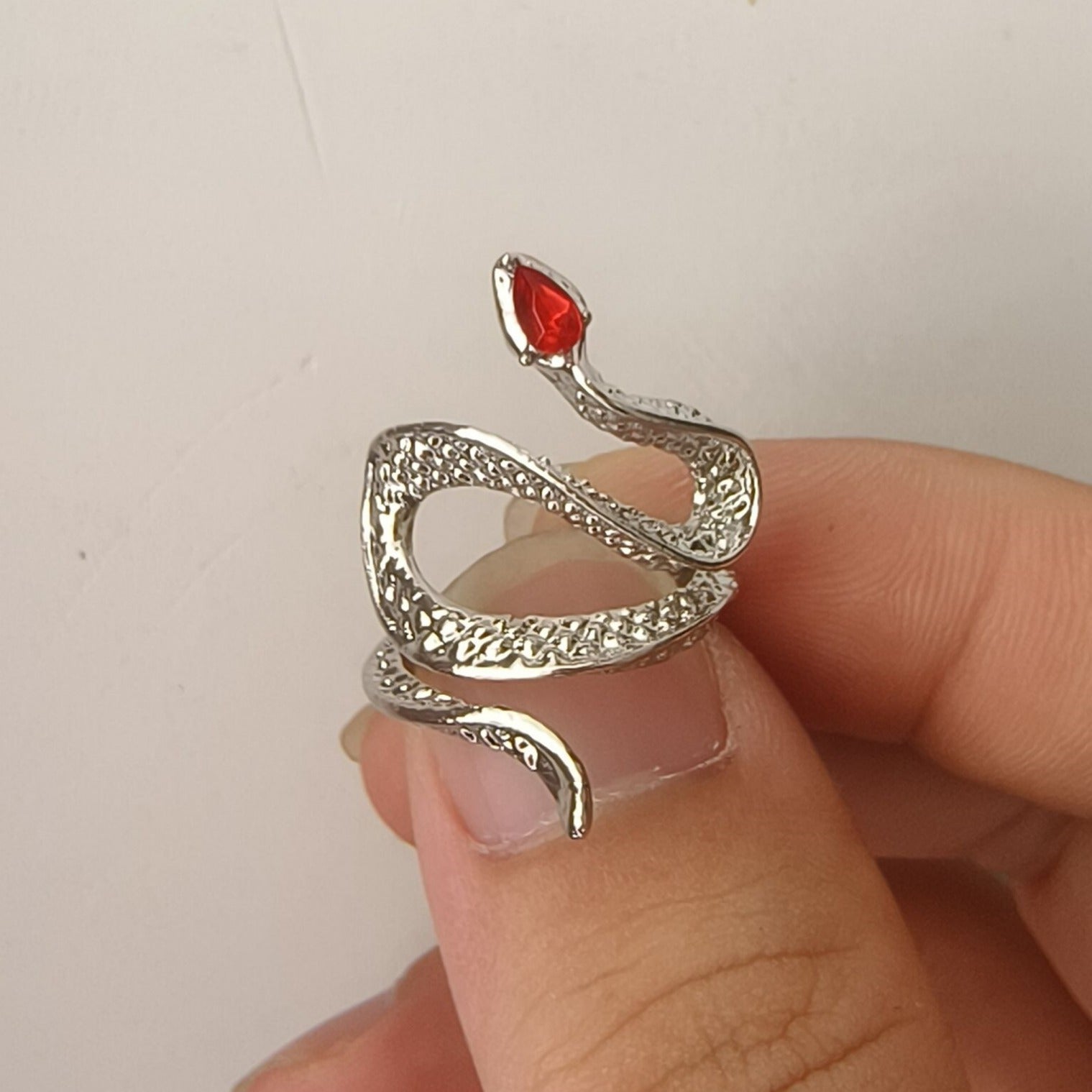 Wholesale sea blue topaz snake open ring creative niche design high sense ins cold wind ring